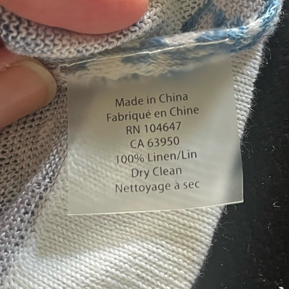 KINROSS Linen Lagenlook Blue Seagull Multi Abstract Waterfall Pullover XL/TG TOP - Picture 4 of 10